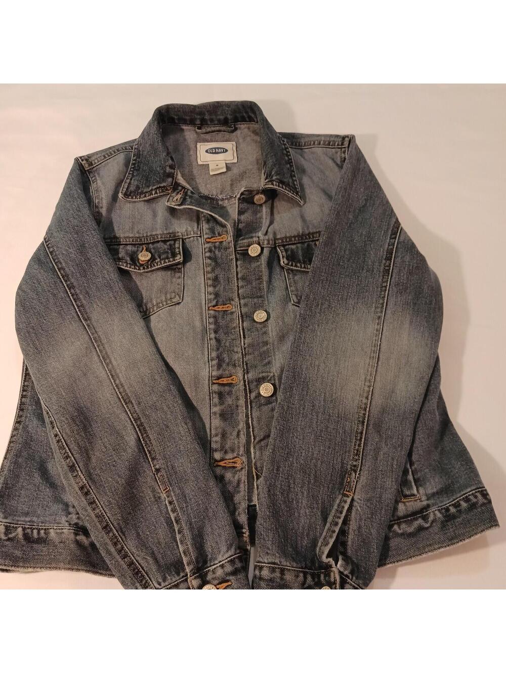 Old Navy Denim Pockets Button Up Women's Cotton Blue Jacket Size Medium